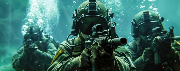 Underwater Soldiers Conducting a Covert Operation.