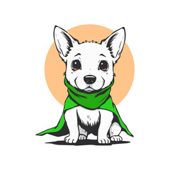 Super Dog mascot Logo, Cute dog paint illustration