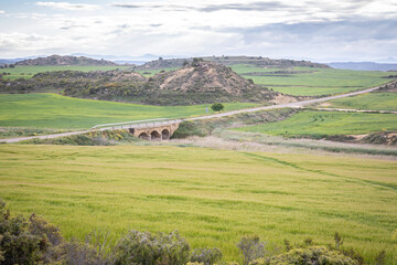 A-125 paved road near Valpalmas, comarca of Cinco Villas, province of Zaragoza, Aragon, Spain