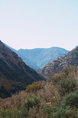 Naklejka premium Schlucht mit grüner Vegetation und Bergblick in Marokko