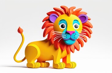 Fototapeta premium 3d lion, cartoon character.