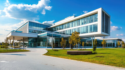 Obraz premium A luxury hospital building with high end facilities and modern architecture