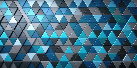 Fototapeta premium Colorful blue, gray, and black triangle tiles abstract background shot