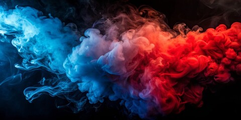 Fototapeta premium Abstract Blue and Red Smoke on Black Background, smoke , abstract , background , vapor