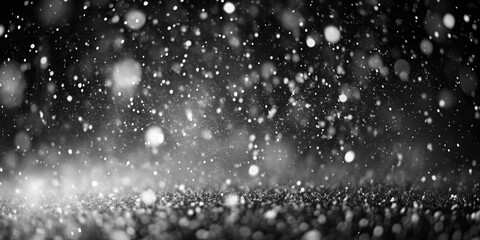 Obraz premium Abstract Black and White Snowfall Background with Bokeh, snowfall, black and white, abstract , bokeh