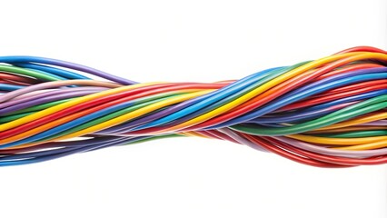 Colorful electrical cable wire isolated on white background