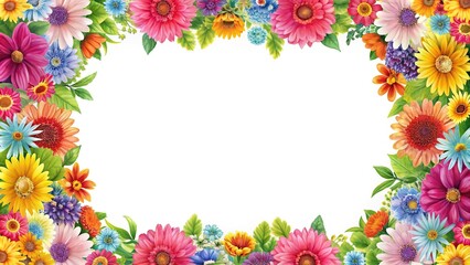 Colorful floral border frame at a tilted angle with space for text