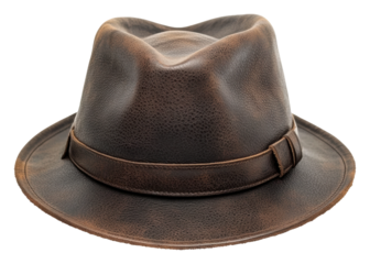 PNG Classic brown fedora hat on a white background