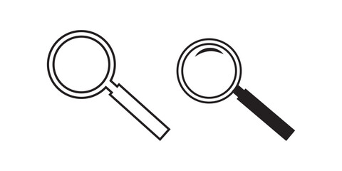 Magnifying glass instrument set icon, magnifying sign, glass, magnifier or loupe sign, search – stock vector