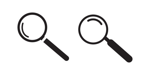 Magnifying glass instrument set icon, magnifying sign, glass, magnifier or loupe sign, search – stock vector