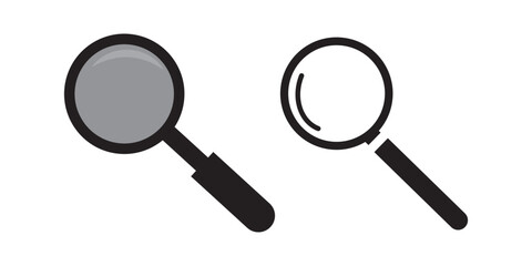 Search icon. Magnifying glass icon, vector magnifier or loupe sign.