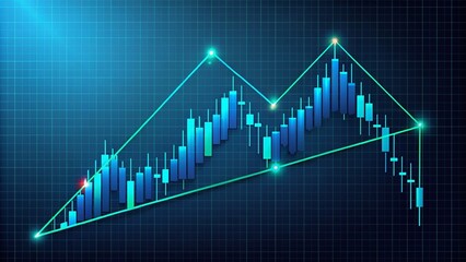 A stylized illustration of an ascending triangle chart pattern, featuring a series of price action points and