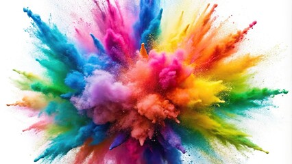 Fototapeta premium colorful powder explosion isolated on white background close-up