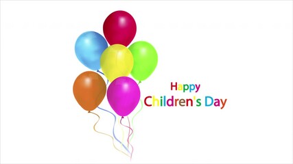 Balloons with International Childrens Day, art video illustration.