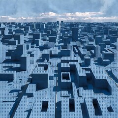 Obraz premium Top view of empty dotted blue paper texture, panoramic shot