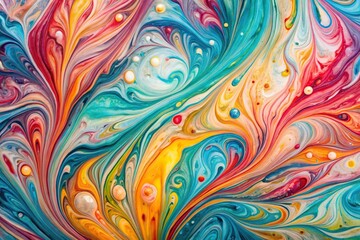 Obraz premium Colorful Suminagashi ink marbled texture background with bird eye view