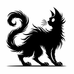 Fototapeta premium Halloween Scary Black Cat Silhouette Illustration