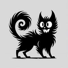 Fototapeta premium Halloween Scary Black Cat Silhouette Illustration