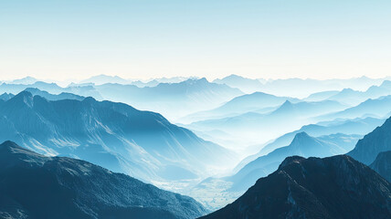 Obraz premium Breathtaking mountain range view from summit, showcasing serene beauty
