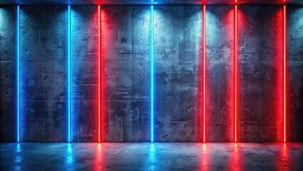 Concrete wall background with neon lights