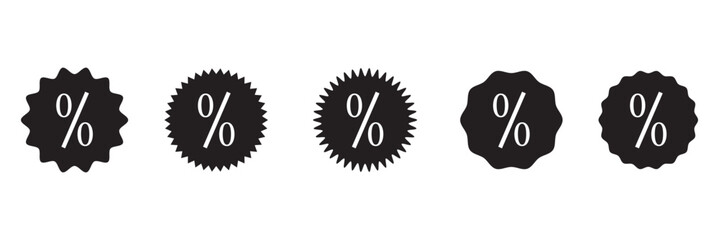 Discount flat icon vector set. Containing up and down percentage, label, price tag, coupon, special promo, promotion, fast offer, sale product, sell, sticker, badge