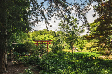 Japanese Botanical Garden at Karlsruhe Zoological Garden on a sunny day in Germany