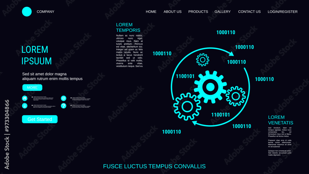 Poster modern trendy landing page vector design template. data processing illustration