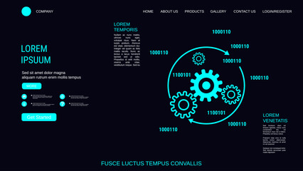 Obraz premium Modern trendy landing page vector design template. Data processing illustration