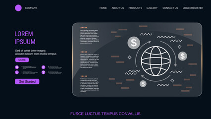 Global transactions, money transfer vector concept illustration