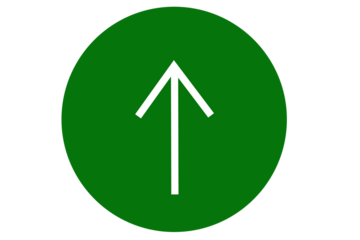 white arrow up in green circle stock move up concept png photo