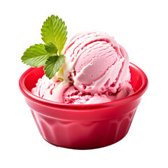 Strawberry ice cream  on a  isolated on a  transparent  background