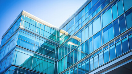 Obraz premium Modern architectural details of hospital building with glass facade