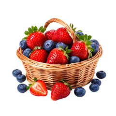 strawberries in a basket on a isolated on a white background