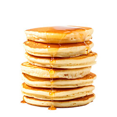 Stack of pancakes on a isolated on a transparent background 