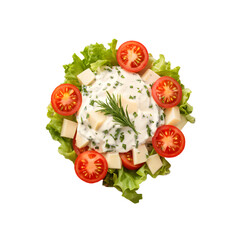 salad with tomato and cheese  isolated on a  transparent background