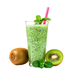 kiwi and smoothie isolated on a transparent  background