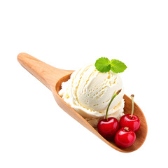Ice cream isolated on a transparent  background with cherry