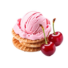 cherry ice cream  isolated on a transparent  background