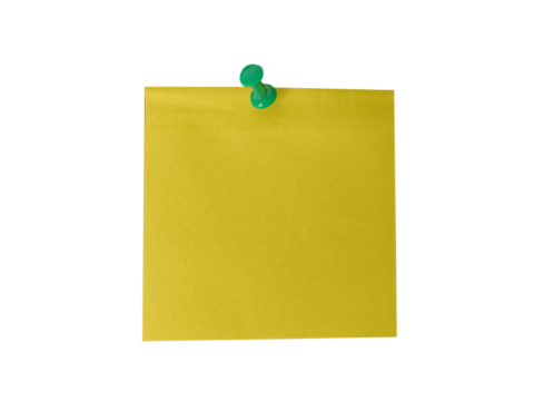 yellow blank empty sticky notes with push pin png file transparent background