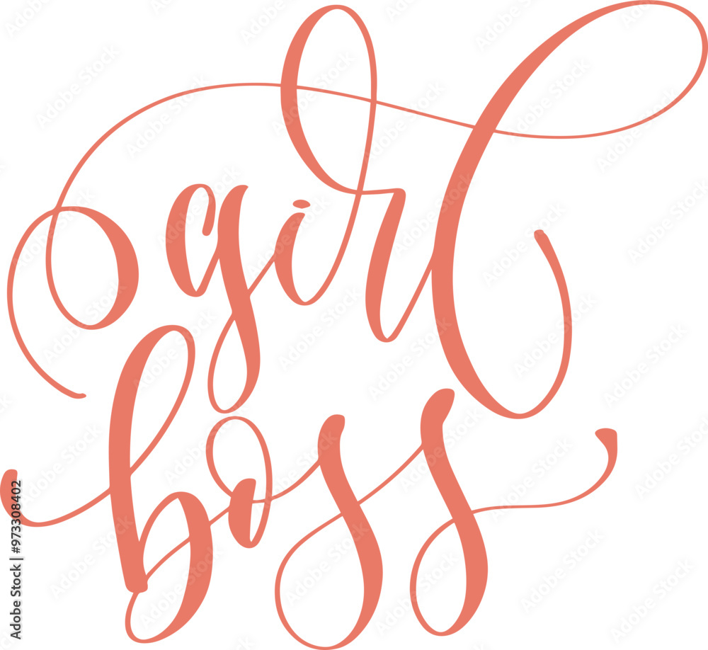 Sticker girls boss - hand lettering inscription text for women day, calligraphy vector illustration