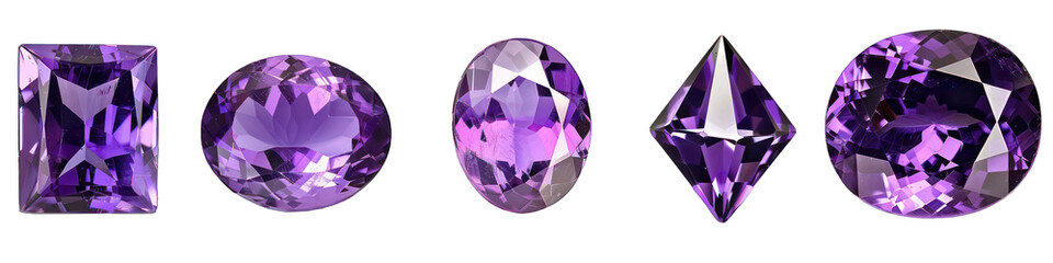 Elegant Purple Amethyst Gemstones Collection – Various Cut Styles