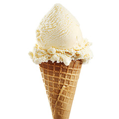 Classic vanilla ice cream cone on a summer day isolated transparent
