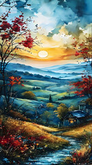 Golden Hour Serenity in a Rustic Valley