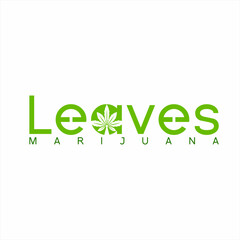 Simple marijuana leaves logo text design with marijuana leaf illustration on letter A.