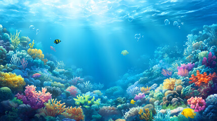 Obraz premium An underwater reef landscape in the great picture. Great Barrier Reef. Illustration