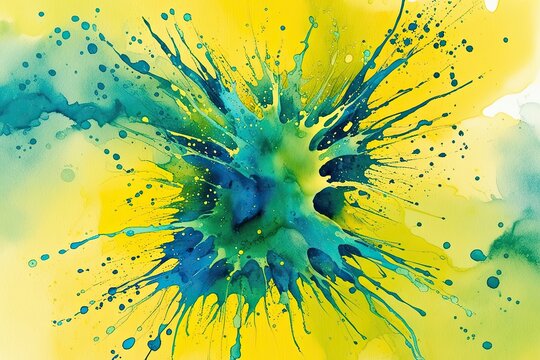 Vibrant Yellow Watercolor Texture Design Featuring Energetic Pulse and Splash Effect