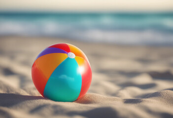 Obraz premium Colorful beach ball toy isolated on white background