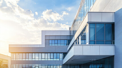 Fototapeta premium Modern hospital architecture features blend of historic and contemporary design elements