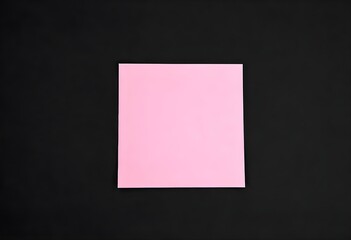 a single blank color post-it note in soft pink isolated on a deep black background create with ai