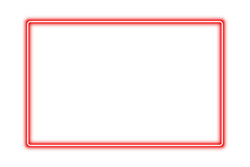Rectangle neon futuristic sign red. Neon frame isolated on transparent background. Shiny neon light border. design elements. PNG